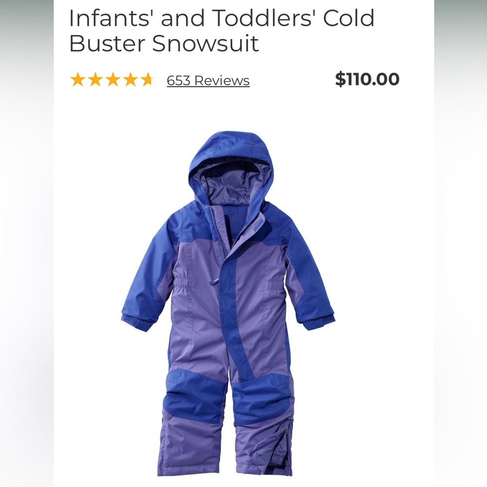 L.L. Bean Purple Toddler 2T - Coldbuster Snowsuit